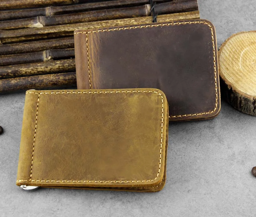 Мужской кошелек из натуральной кожи с зажимом для денег|Мужские кошельки| |