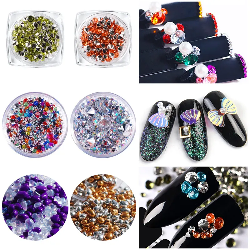 Разноцветные прозрачные стразы для дизайна ногтей акриловые камни