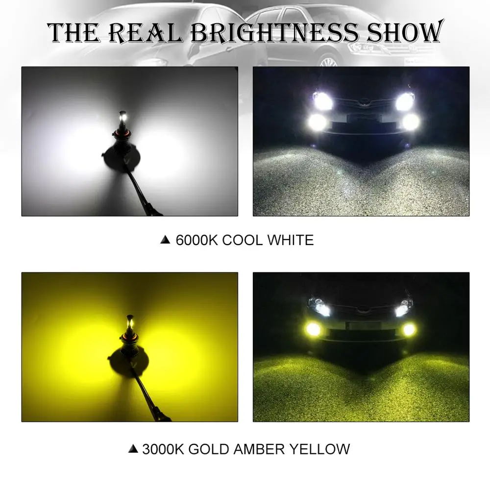 2 шт. H7 Led H1 H3 H8 H11 9005 HB3 9006 HB4 светодиодные лампы H27 880 881 двойной Цвет 2800LM Автомобильные противотуманные фары DRL авто светодиодные лампы 12 V-24 V 6000K
