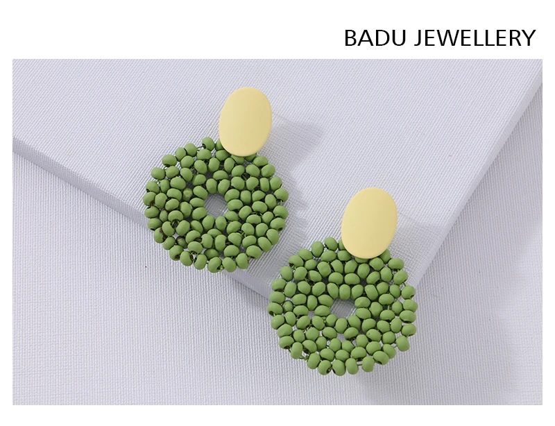 Badu, большие круглые Висячие серьги для женщин, новинка, винтажные деревянные бусы ручной работы, висячие серьги, бижутерия