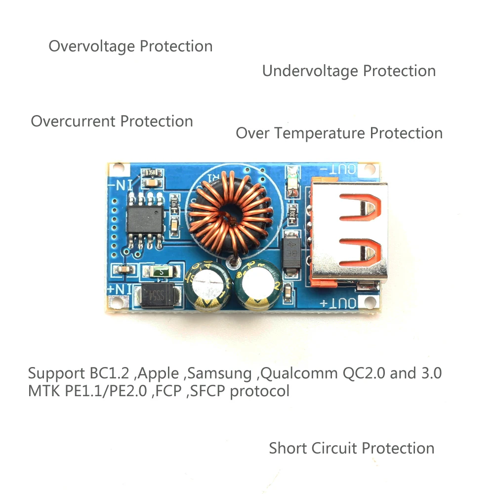 USB DC понижающий модуль 12 В 24 для быстрой зарядки QC2.0 QC3.0|Интегральные схемы| |