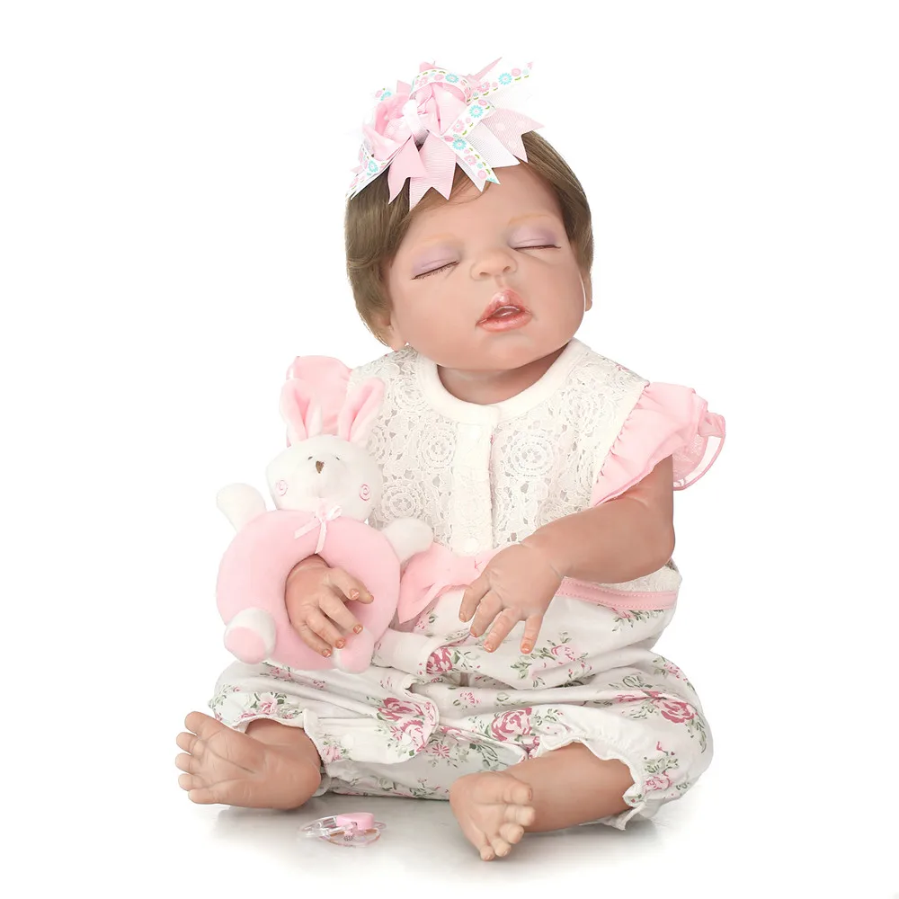 

NPK 23" Bebe girl reborn full silicone reborn baby dolls real sleeping newborn babies princess bonecas children gift BJD doll