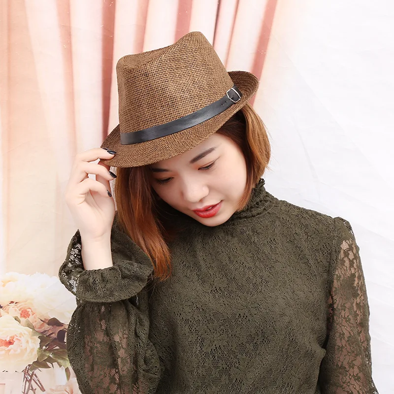 Соломенная шляпа с пряжкой для ремня мужчин и женщин|fedora panama hat|panama fedora hatsfedora |