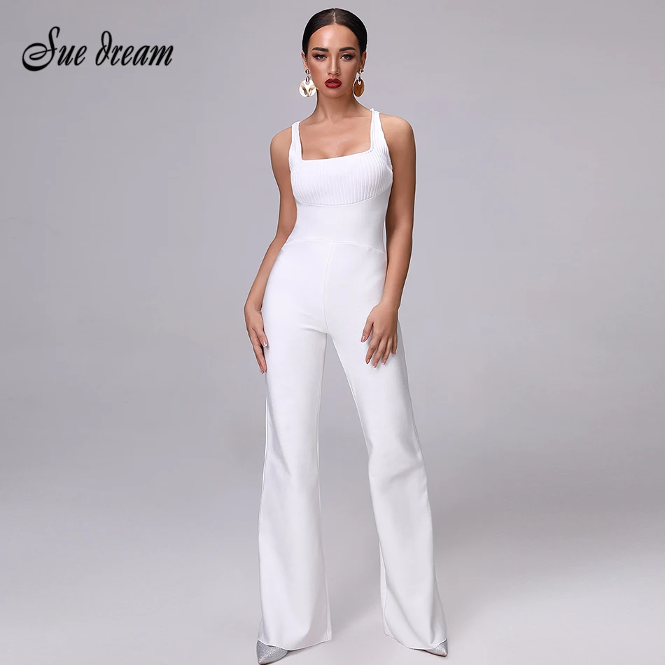 Женский Облегающий комбинезон белый без рукавов с красным вином для выходных