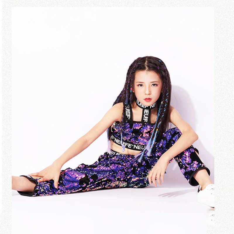 Детский костюм для танцев в стиле хип-хоп яркое платье с блестками девочек |