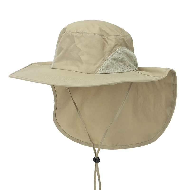 khaki CAMOLAND Высококачественная Мужская Панама летняя шляпа от солнца для женщин с длинными широкими полями походная Кепка для рыбалки уличная шляпа с защитой от воздействия УФ-излучения - Цвет: khaki