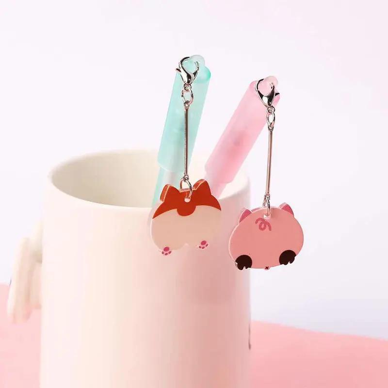 

36 pcs/lot Panda Bear Butt Gel Pen Cute Pendant 0.5mm Signature Pen Escolar Papelaria School Office Supplies Promotional Gift