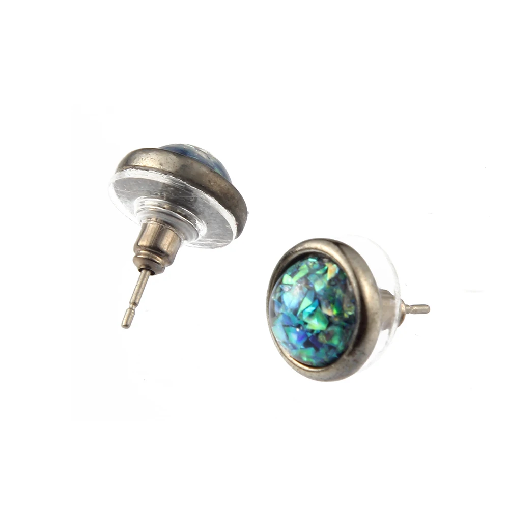 Женские блестящие серьги-гвоздики из смолы доступны в трех цветах красные синие