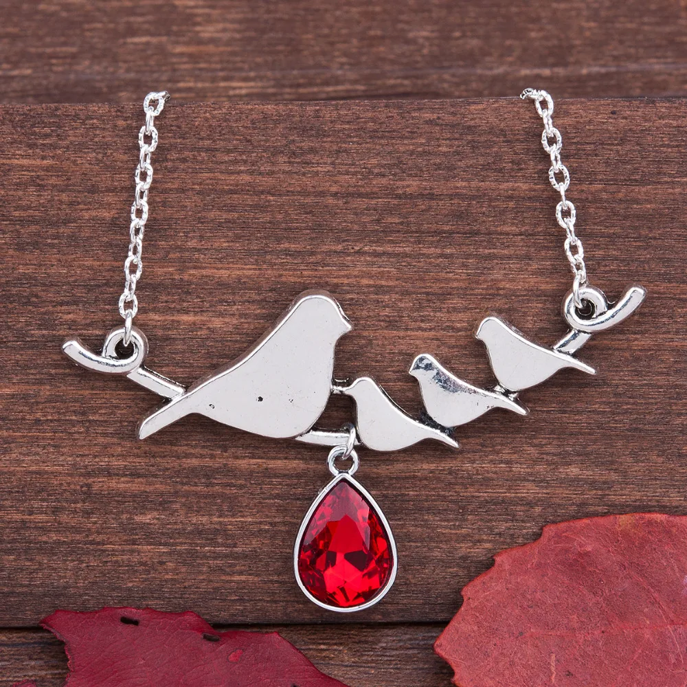 8 сезонов античное серебро ручной работы Цвет птица кулон семейное ожерелье День