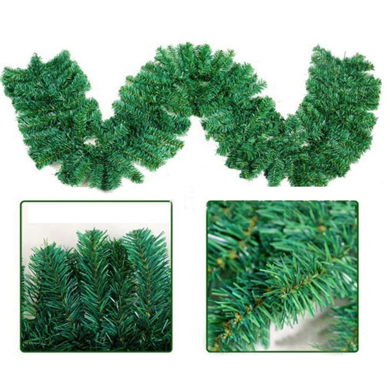 

2.7m Christmas Decoration For Home New Year Green Christmas Garland Wreath Xmas Party Pine Tree Rattan Navidad Hanging Ornaments