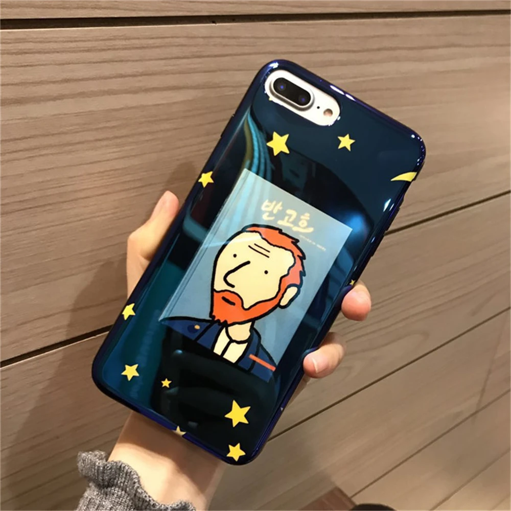 Новейшие модные blu-ray Ван Гог мультфильм шаблон чехол для iphone 6 6s plus 7 8 плюс X