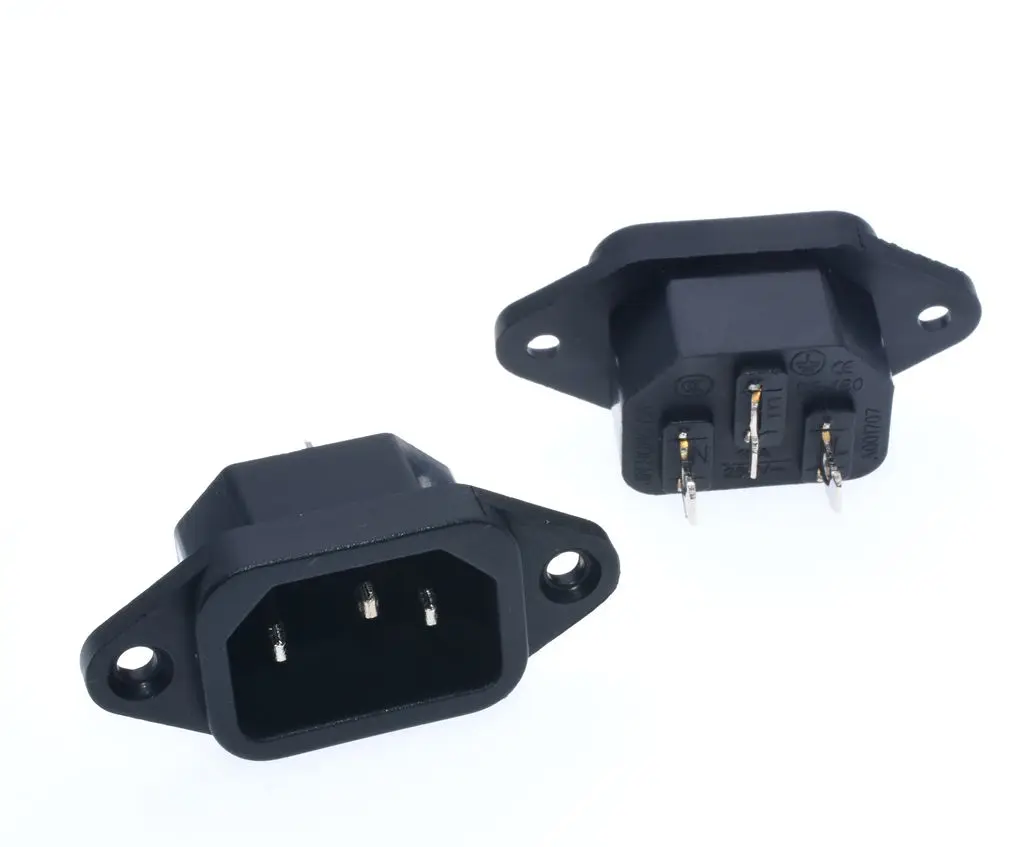 10 шт. IEC320 C14 Штекерный 3 контактный шасси с панельным креплением электрическая