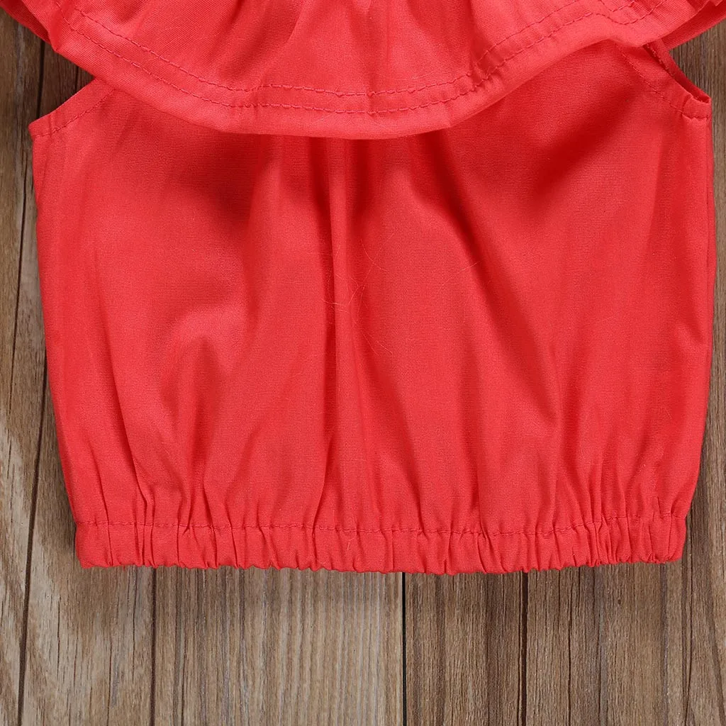 Toddler Kid Baby Girl Clothes Set Crop Top T-shirt+Cherry Print Shorts Pants Outfits | Детская одежда и обувь