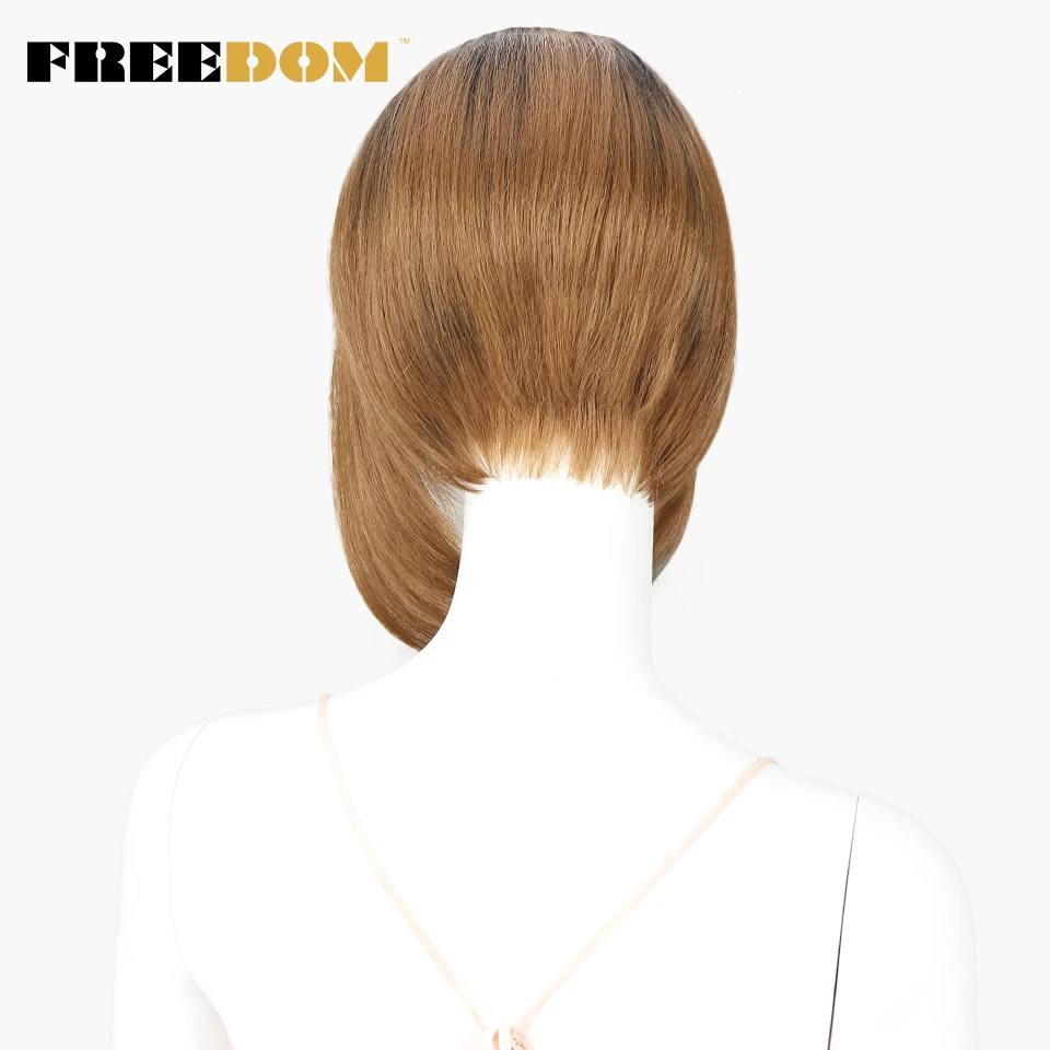 Парики для женщин FREEDOM черные коричневые прямые с темными корнями 12 &quot