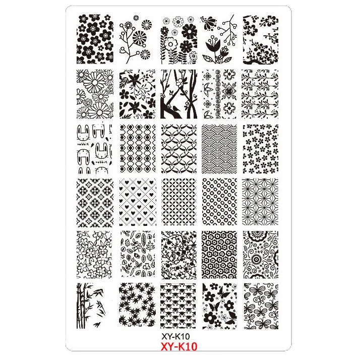 XYK10 Kimcci 14,5*9,5 см XY-K серии пластины для штамповки ногтей Пластиковые кружевные цветочные шаблоны для маникюра трафареты салонные инструменты для маникюра - Цвет: XYK10