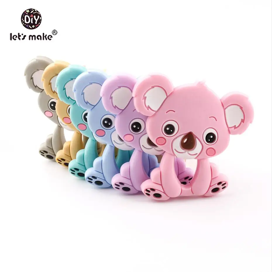 Let's Make Baby силиконовый милый Прорезыватель коала 5 шт. пищевые игрушки для коляски Аксессуары для прорезывания зубов ручной работы DIY Уход Ожерелье Подвески - Цвет: random