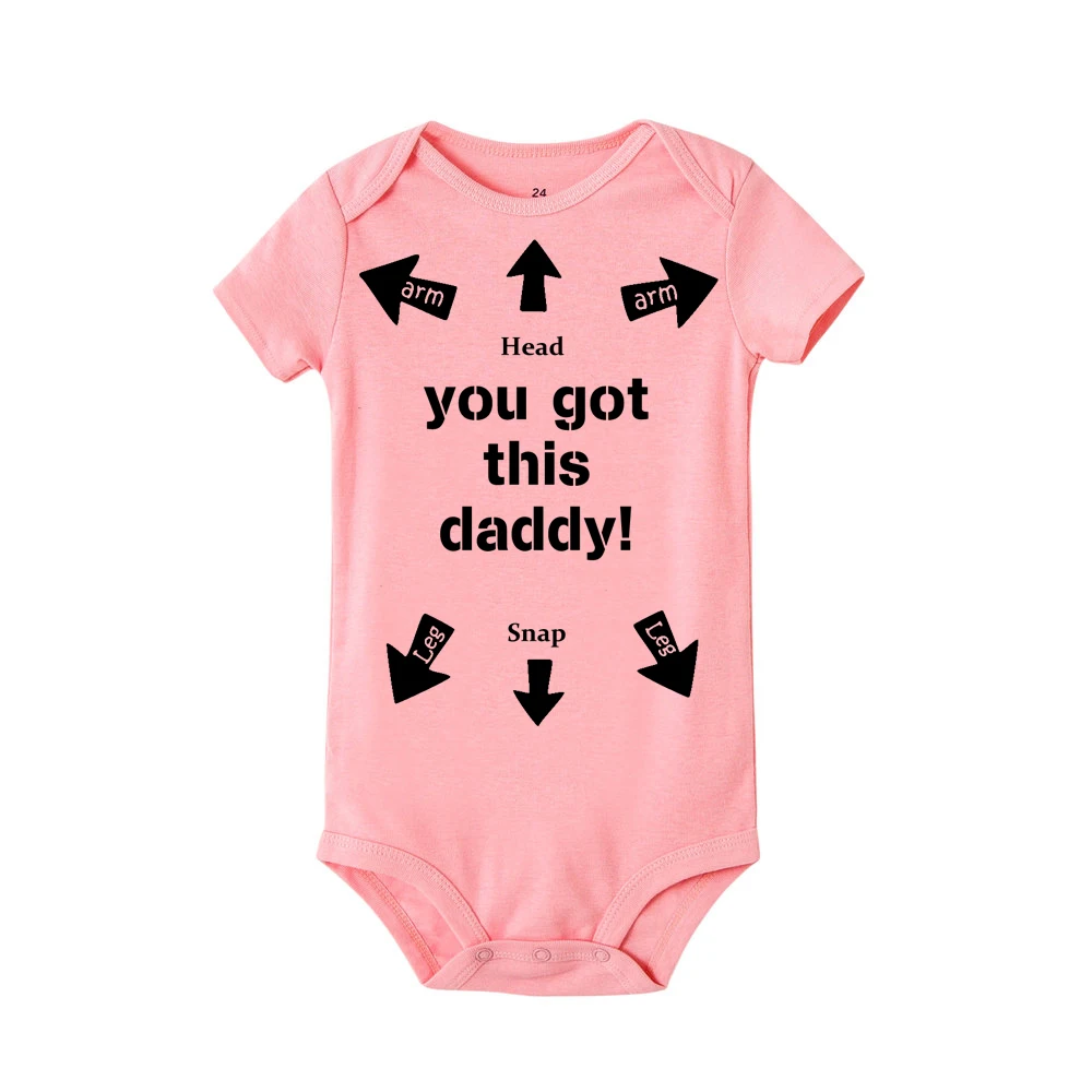 R012-SRPPK Боди для малышей с надписью «You Got This Daddy»; летняя одежда для новорожденных; хлопковый комбинезон для маленьких мальчиков и девочек - Цвет: R012-SRPPK