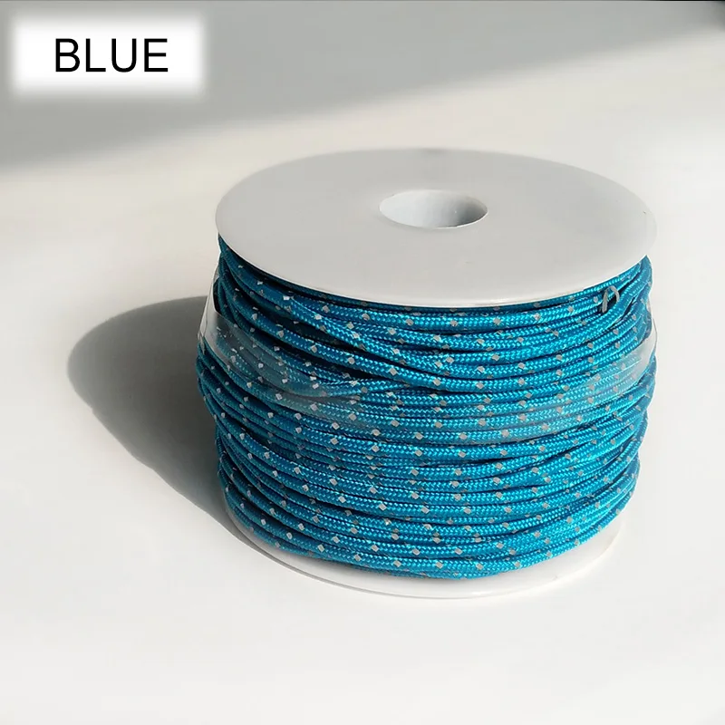 Blue YOUGL 3 нити core отражающий Паракорд палаточная витая веревка парашютный шнур шнурки Ropemultifunctional Bold фиксированная веревка 50 м 160FT - Цвет: Blue