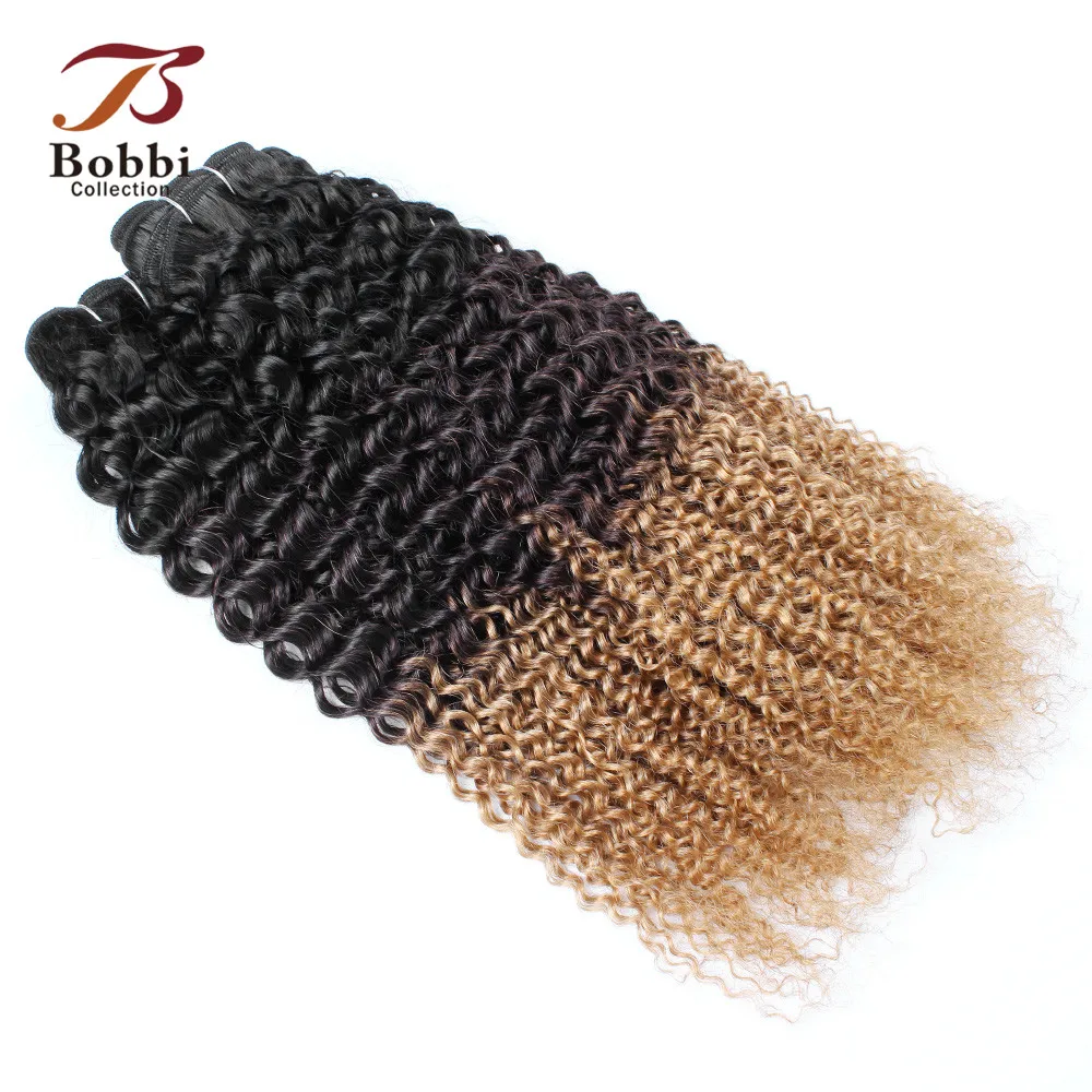 Коллекция Bobbi Jerry Curly T 1B 4 27 темно-корень коричневый медовый блонд 1 пучок Омбре не Реми человеческие волосы плетеные бразильские волосы