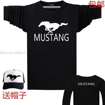 Новинка футболка Mustang с длинным рукавом и логотипом автомобиля модная осенне