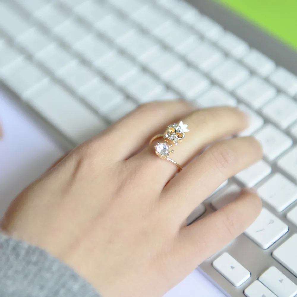 Модное женское регулируемое кольцо с кристаллами и черепом | Украшения