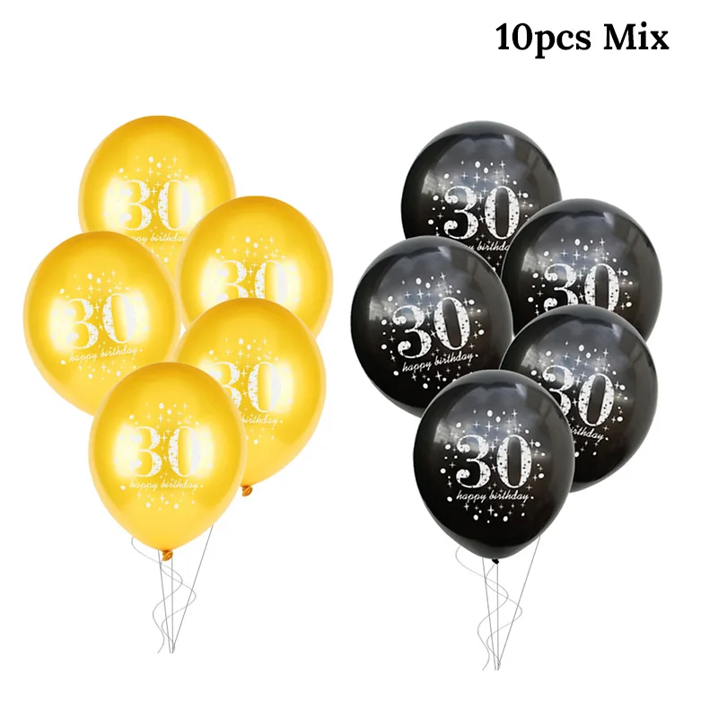 10pcs mix 30 30, 40, 50, 60 украшения для дня рождения, для взрослых, конфетти, шары с цифрами, счастливые 30, 40 лет, юбилей, для взрослых, свадебные украшения - Цвет: 10pcs mix 30