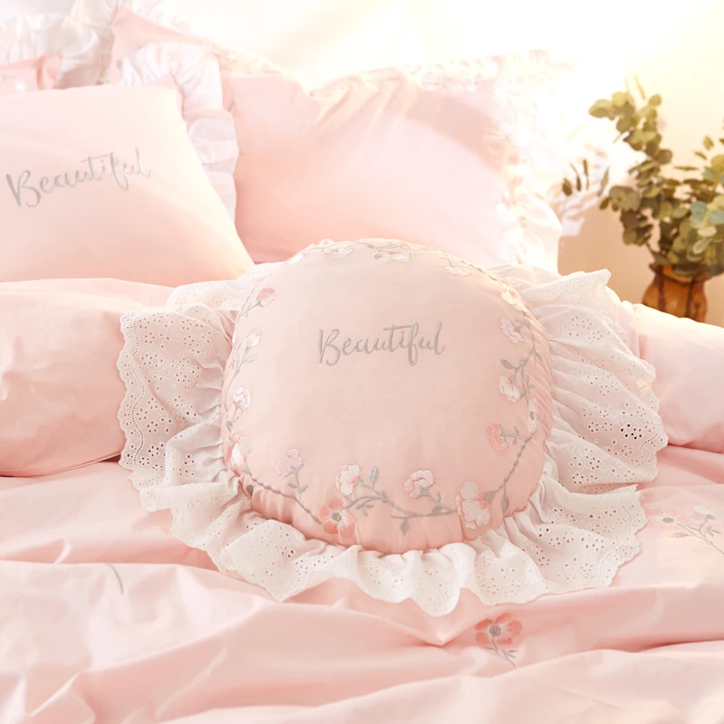 Комплект постельного белья розового цвета из 100% хлопка в Корейском стиле | Дом и