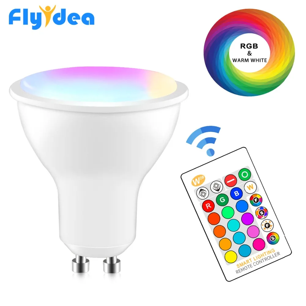GU10 волшебный Светодиодный точечный светильник 8 Вт RGB+ белая умная лампа с регулируемой яркостью+ ИК-контроль 16 цветов для украшения спальни, меняющая цвет лампа 220 в 110 В