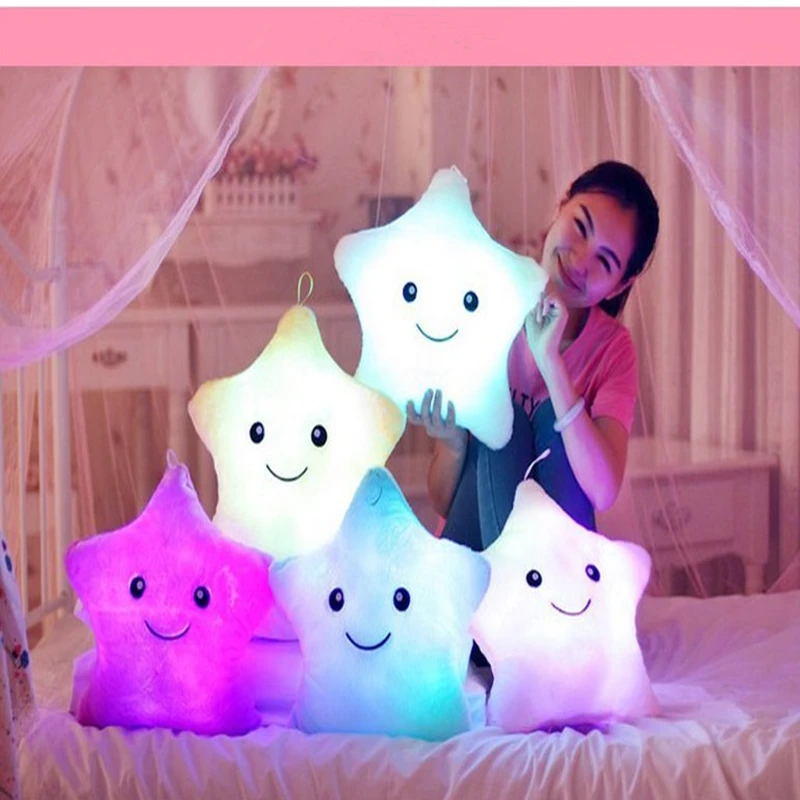 kids Toys, Birthday Gift Led Light plush Pillow LED Light Pillow color rich and colorful stars, Luminous pillow Christmas Toys led light soft plush pillow luminous toys 36cm colorful stars love shape kids adult birthday christmas gift