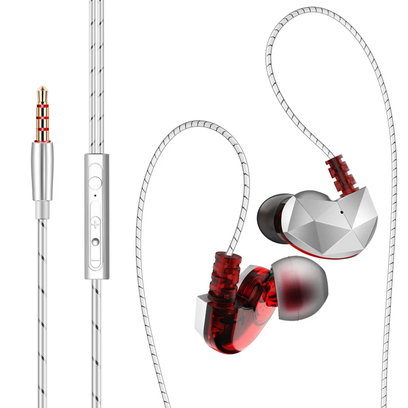 Red With Mic QKZ CK6 3,5 мм проводные наушники для телефона, наушники-вкладыши, стерео Hi-Fi гарнитура для Xiaomi phone auriculare - Цвет: Red With Mic