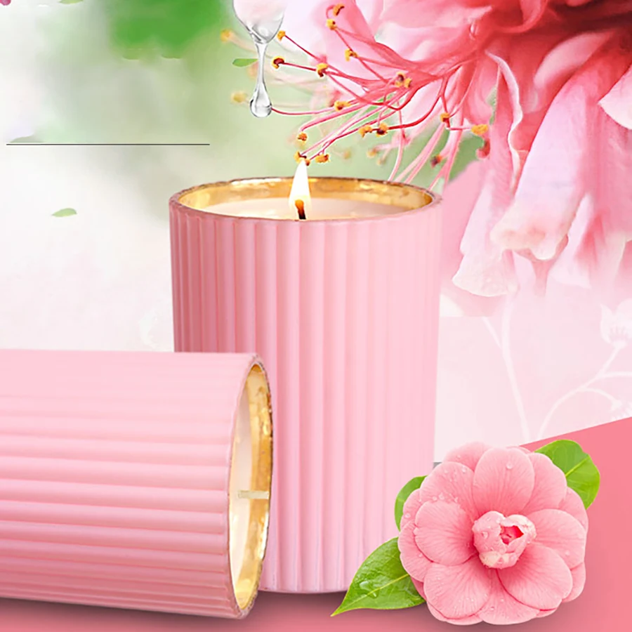 Розовый ароматический подарок свеча воск бездымного масла свечи Рождество День