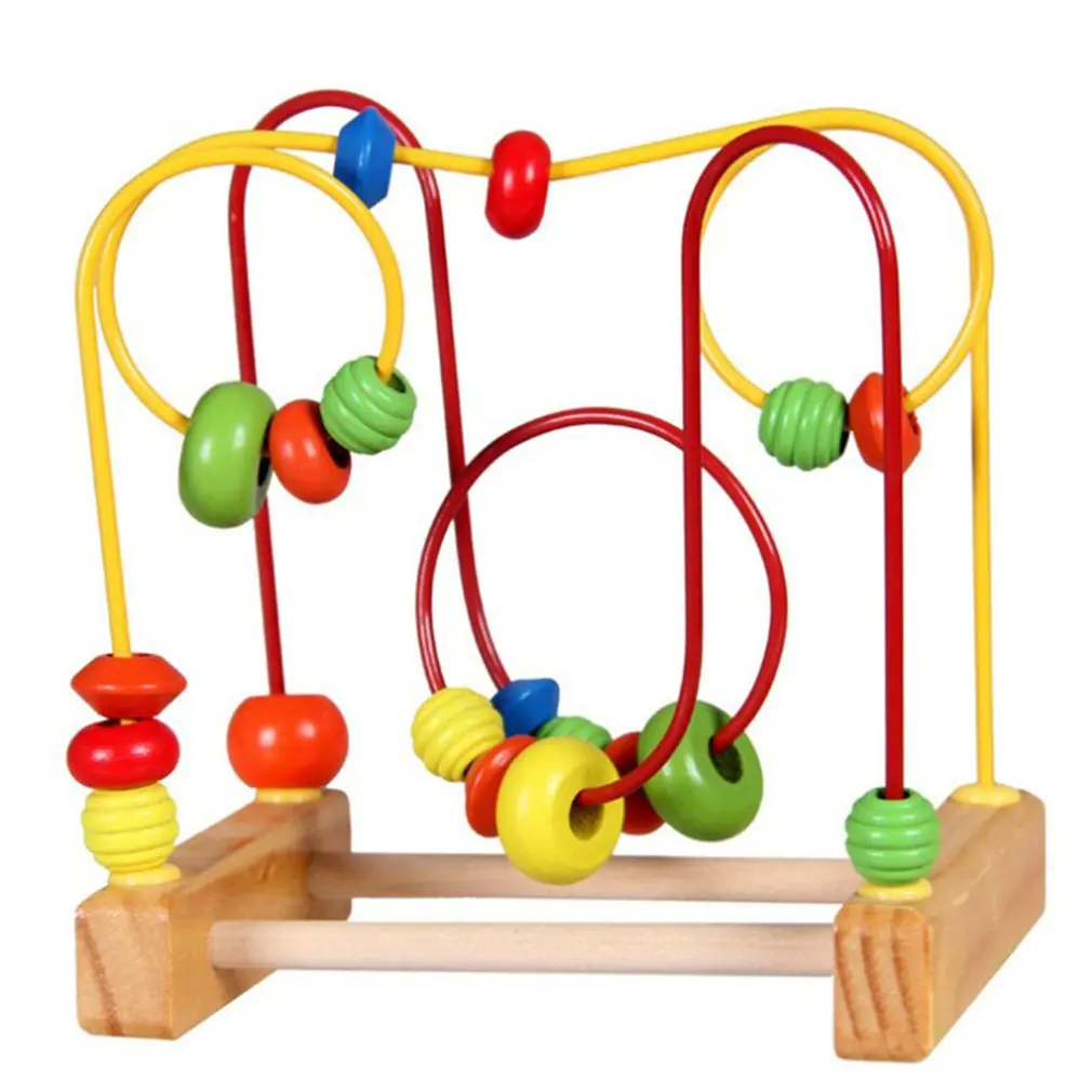 Mini laberinto de alambre de cuentas de madera colorido para ni&ntilde;os, juguete educativo interactivo para desarrollo de beb&eacute;s-2