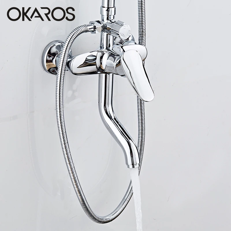 OKAROS для ванны хромированный набор душевых смесителей с ручной душевой насадкой