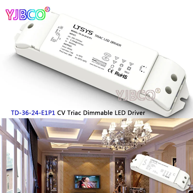 LTECH TD 36 24 E1P1 100 240V вход выход 36W 24VDC 1.5A симистор постоянного напряжения затемнения