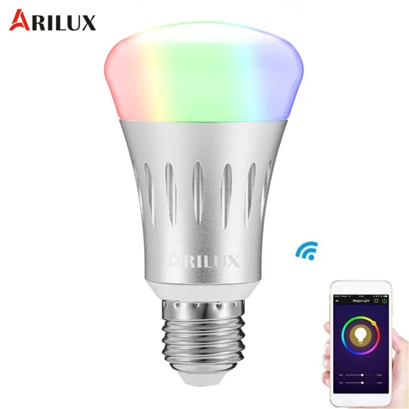 Светодиодная лампа ARILUX E27 7 Вт 22 светодиода RGB + белая с регулируемой яркостью WIFI