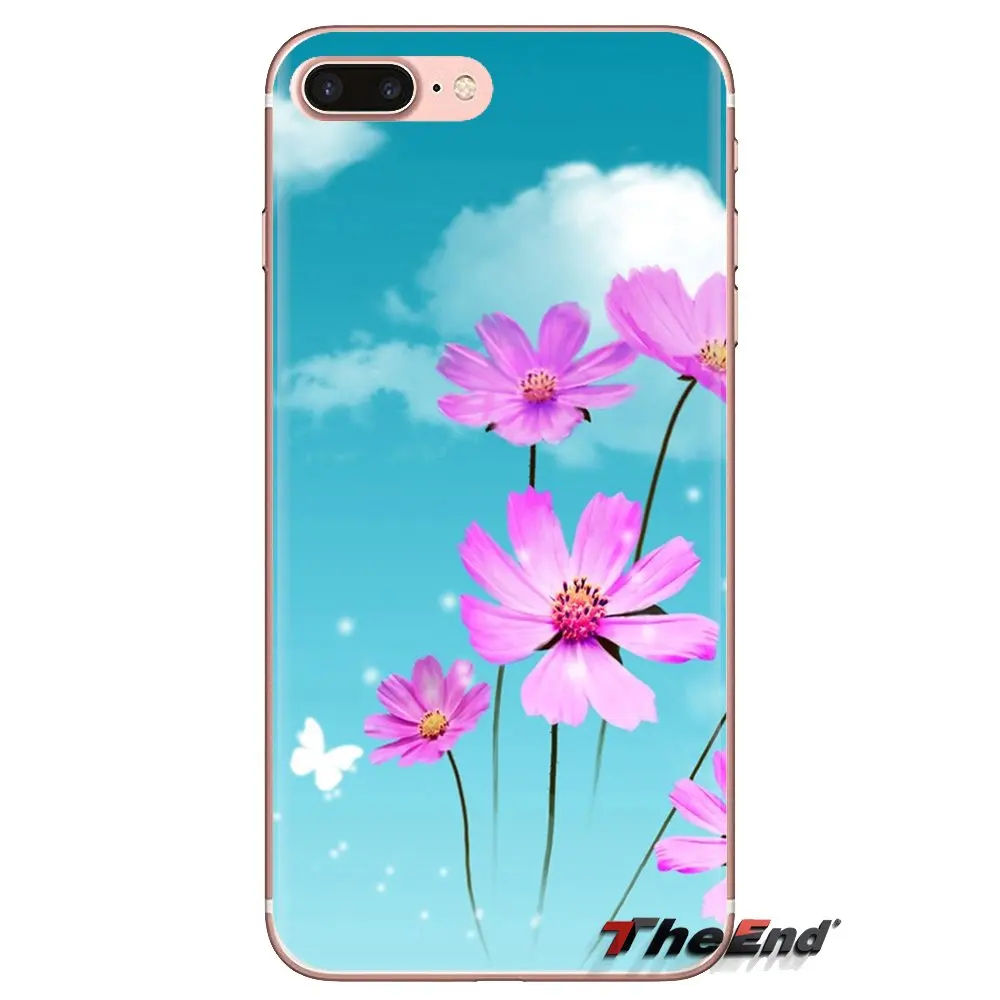 Pink Flower Blue Sky Transparent Soft Cases Covers For iPod Touch Apple iPhone 4 4S 5 5S SE 5C 6 6S 7 8 X XR XS Plus MAX |