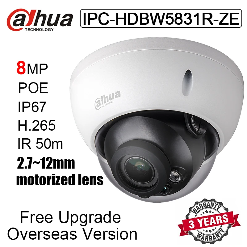 Dahua IPC HDBW5831R ZE 8MP POE WDR IR купольная сетевая камера 50 м 2 7 мм 12 объектив замена HDBW5830R Z ip
