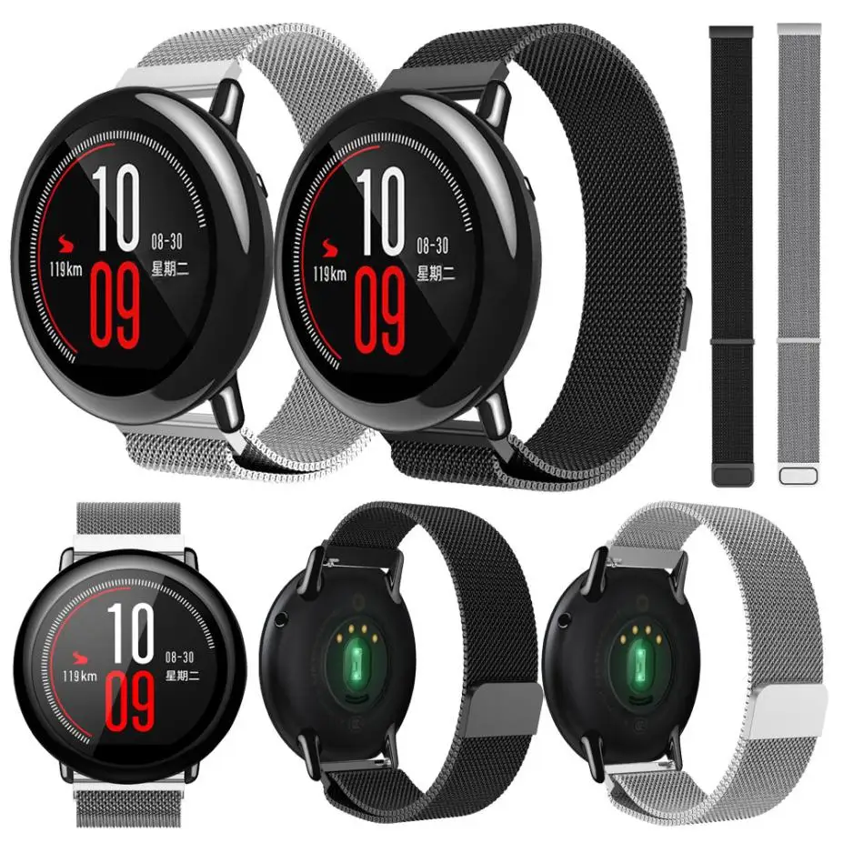 Модные магнитные часы из нержавеющей стали для Huami Amazfit A1602 Smartwatch Watachband Спортивные