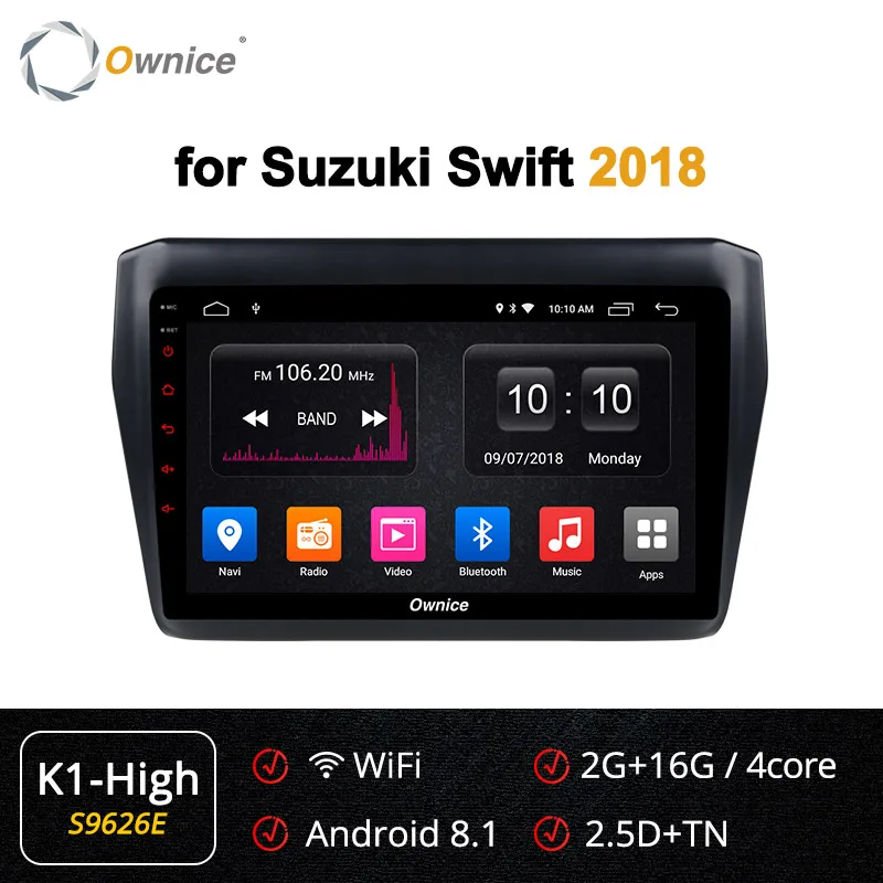 S9626 K1-High Ownice Android 9,0 автомобильный dvd для Suzuki Swift Стерео gps Navi Автомагнитола 2 Din k3 k5 k6 Аудио Видео плеер 4G LTE DSP SPDIF - Цвет: S9626 K1-High