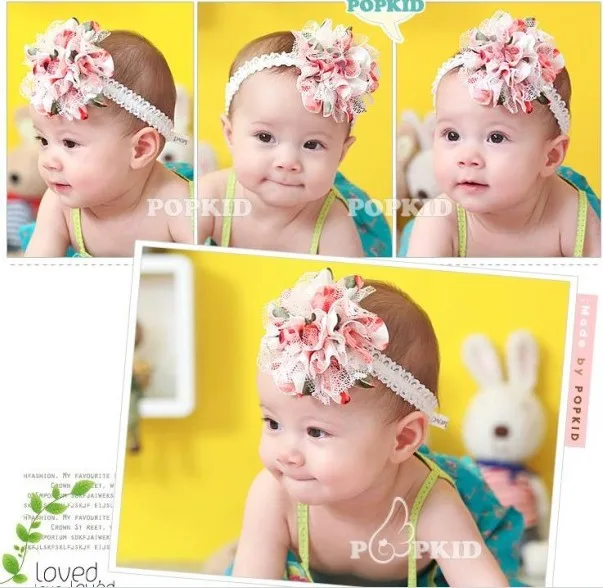 

2 Colors Kids Chiffon Flower Headband Girls Lace Headband Newborn Kids Knitting Hair Weave Kids Hair Accessories 51