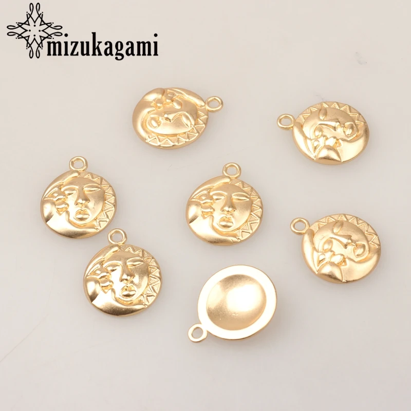 Круглые Подвески в форме Луны и солнца из цинкового сплава 16 мм 6 шт./лот