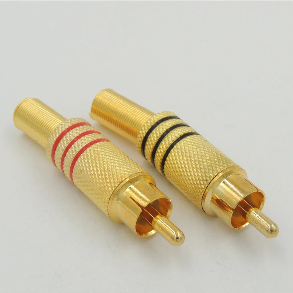 RCA штепсельная Вилка для припоя аудио видео линейный разъем адаптер с пружинным