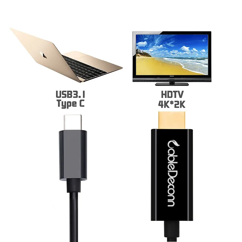 Кабель Thunderbolt 3 USB C к HDMI 4K 3m 1 Type адаптер для Mac book ноутбука Google Chromebook кабель| |