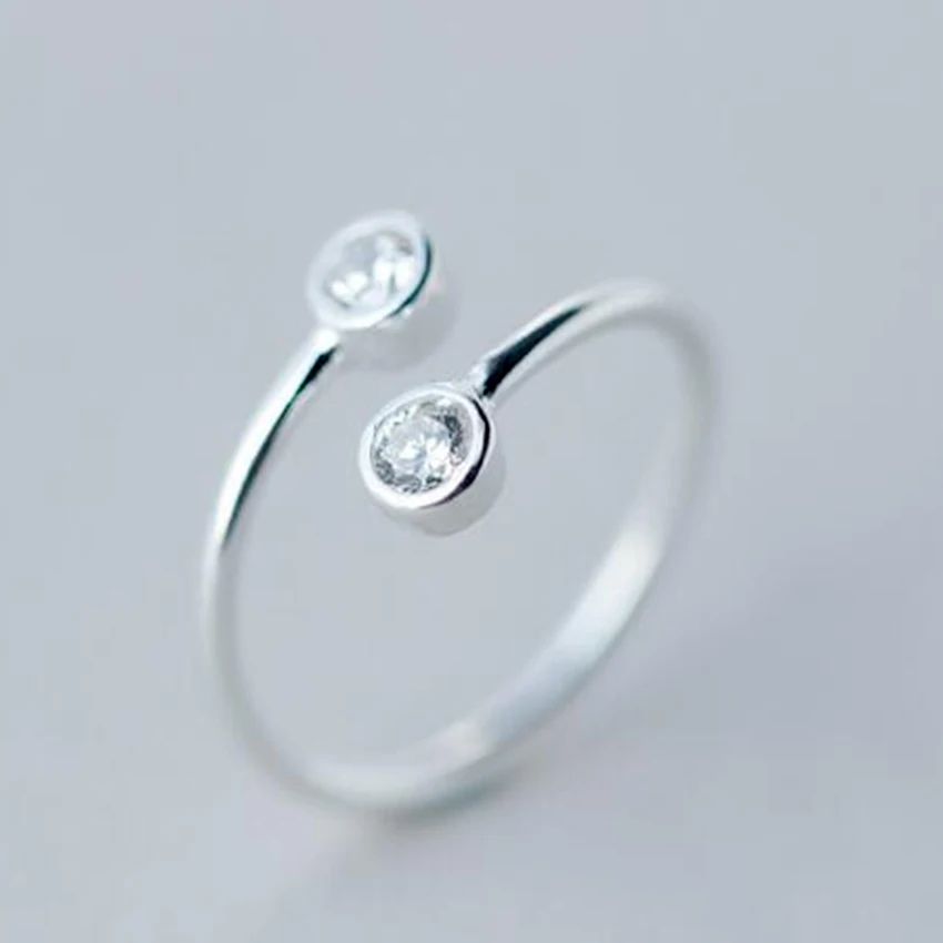 style1 QIMING чистое серебряное кольцо с кристаллом для женщин,, хорошее ювелирное изделие, регулируемое двойное кольцо с фианитами, кольца с открытым носком средней длины - Цвет основного камня: style1