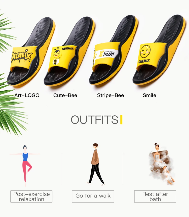 ONEMIX Мужские Сандалии Лето Cute Bee Сверхлегкий Пара Тапочки Болотная Обувь Женщины Пляж Вода Обувь Квартиры 35-45 обувь мужская сандали мужские туфли мужские босоножки сандалии летняя мужская обувь