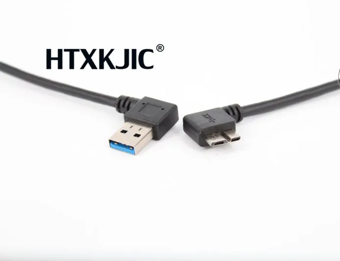 90 градусов USB3.0 кабель для передачи данных и зарядки A мужчина до микро B USB 3.0 адаптер прямого угла для HDD корпуса Вверх Вниз Влево на.