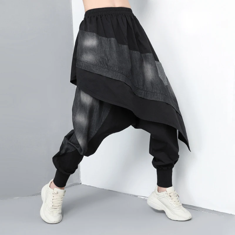 Новинка 2019 корейский стиль женские длинные черные винтажные шаровары наклонный