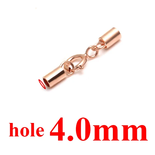 Rose gold 4.0mm 925 пробы серебряные колпачки-застёжки для кожаного браслета Цепочки и ожерелья застежками Крючки диаметр 1/1. 5/2/2,5/3/4/5 мм разъемы для изготовления ювелирных изделий - Цвет: Rose gold 4.0mm