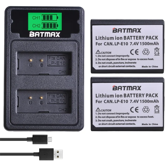2 Battery set 2 шт. LP-E10 LP E10 LPE10 батарея+ lcd USB двойное зарядное устройство с портом type C для Canon 1100D 1200D 1300D Rebel T3 T5 KISS X50 X70 - Цвет: 2 Battery set