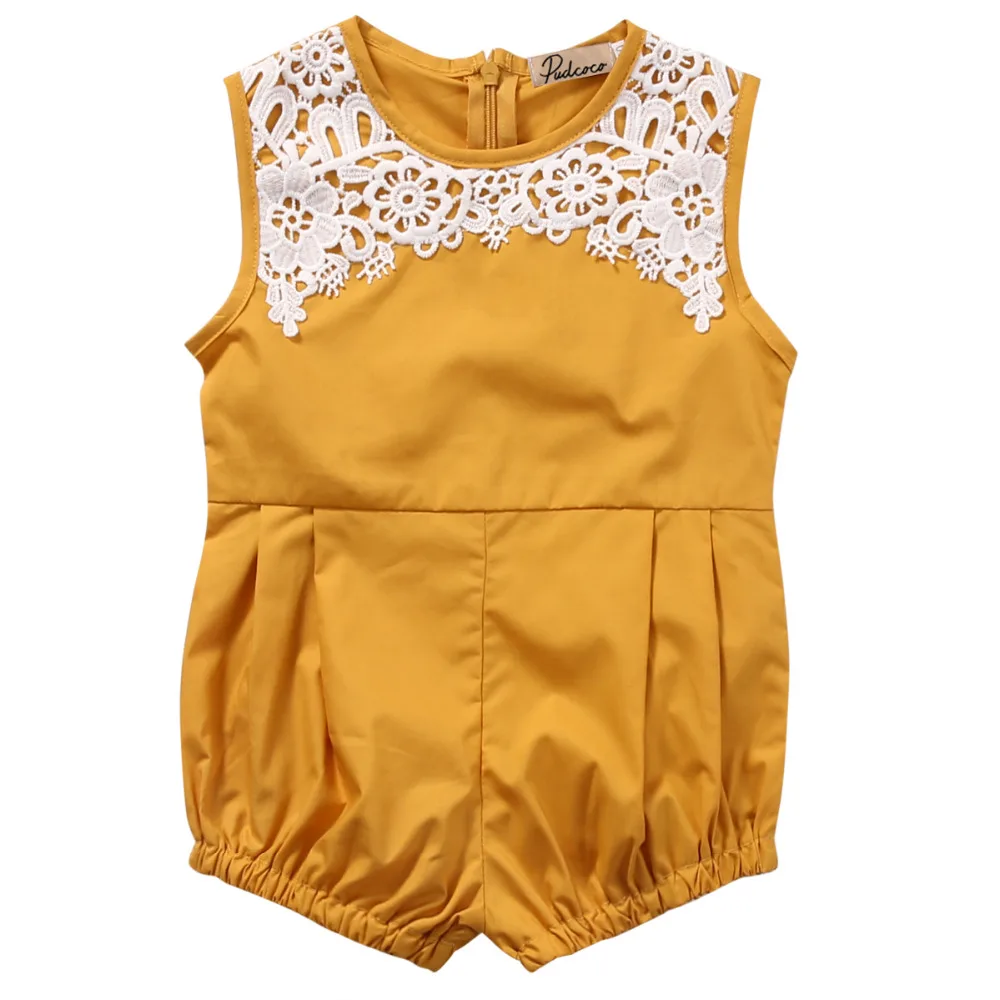 2017 летняя Милая Одежда для новорожденных девочек кружевной комбинезон с